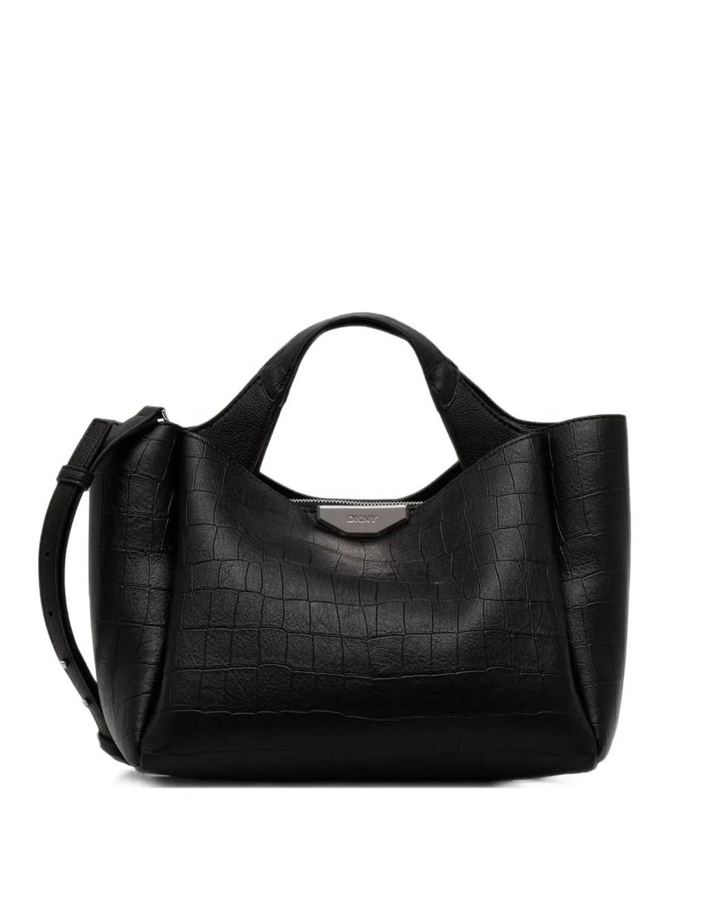 DKNY Black Croc-Effect Tote Bag