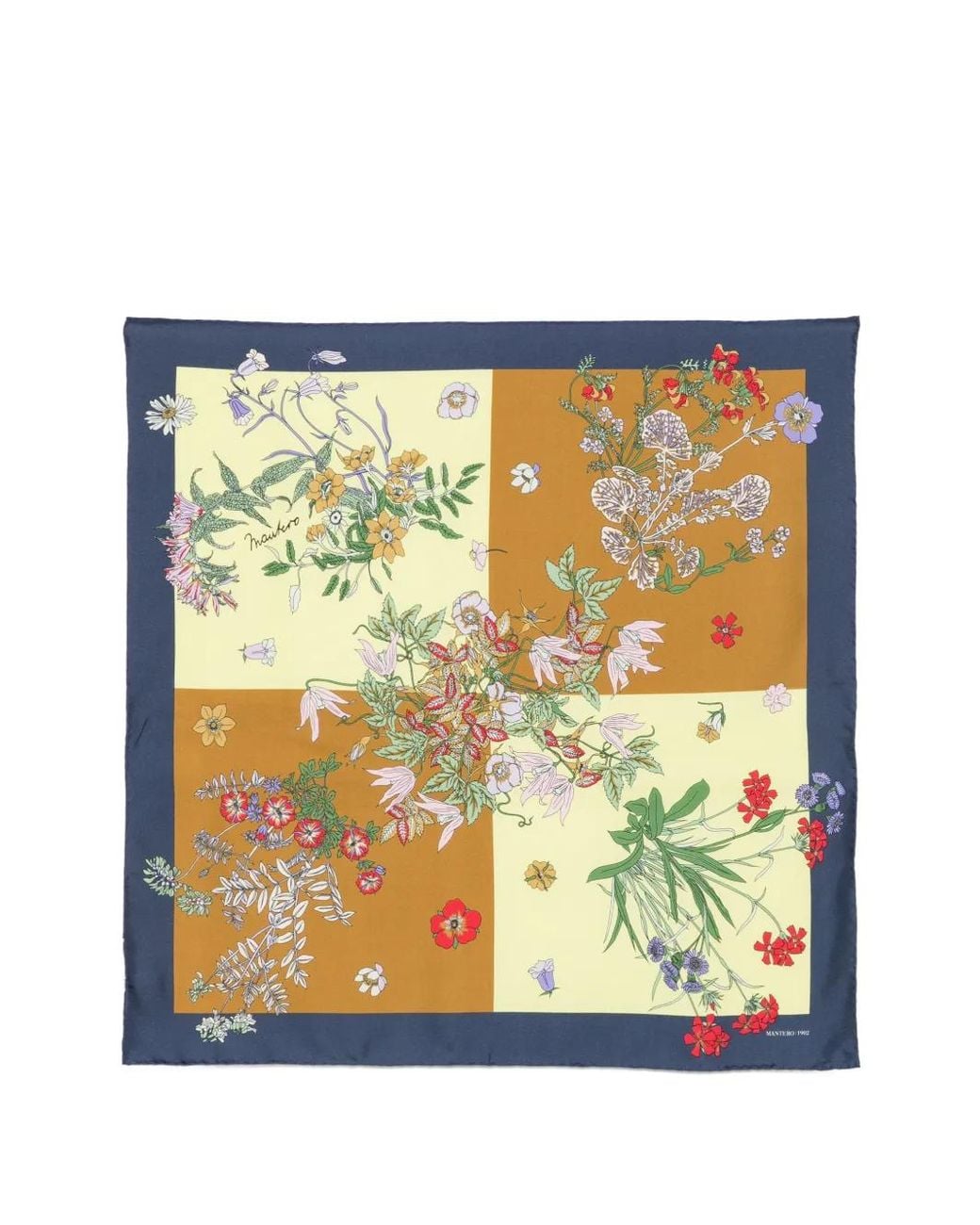Mantero 1902 Metallic Floral-Print Square Scarf