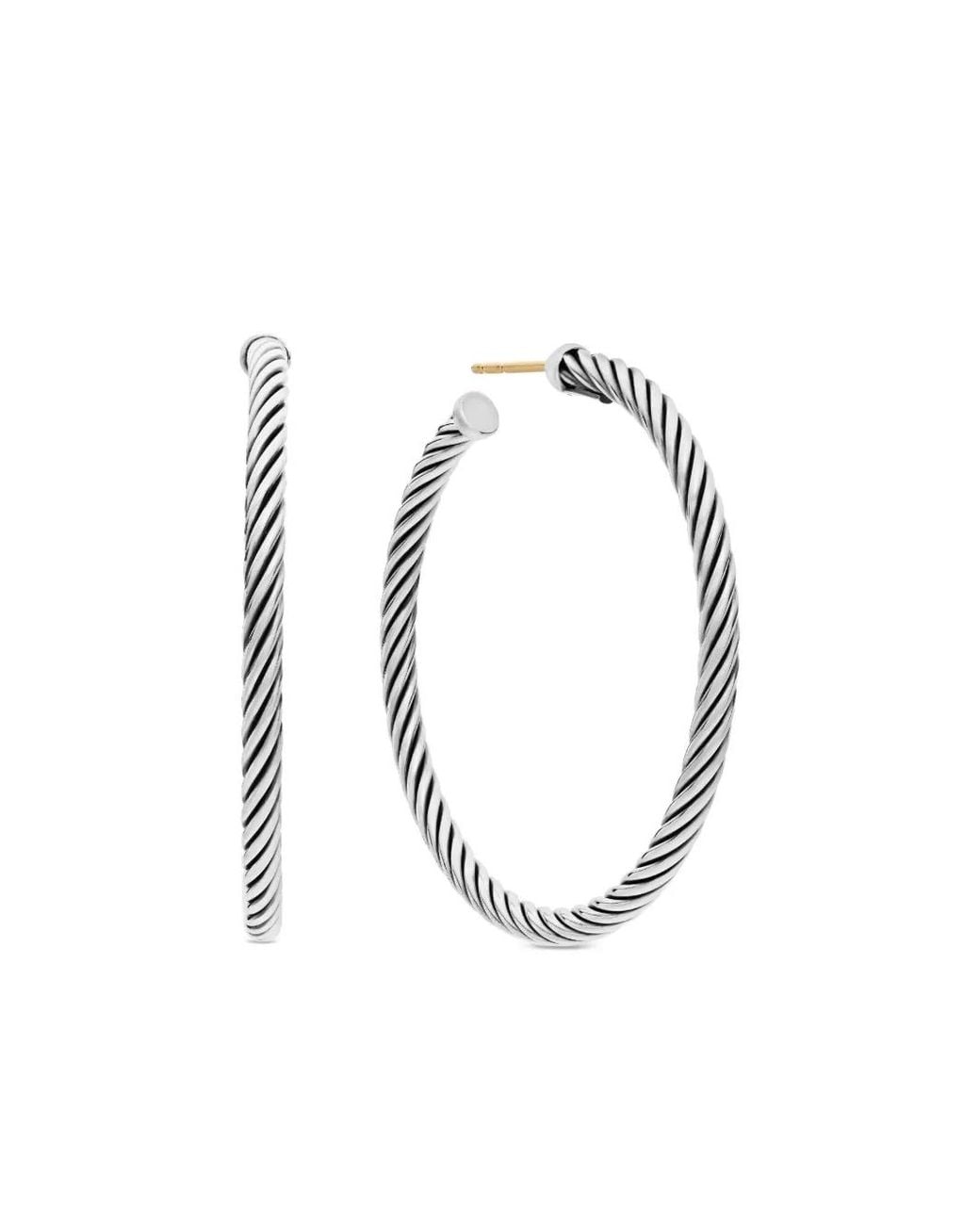 David Yurman Metallic Sterling Cable Hoop Earrings