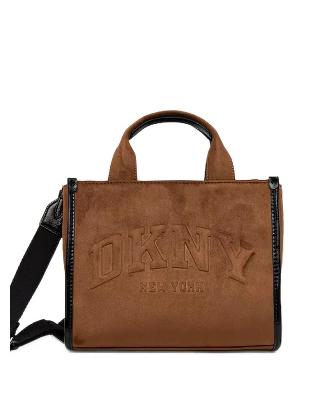 DKNY Brown Small Hadlee Logo-Debossed Tote Bag
