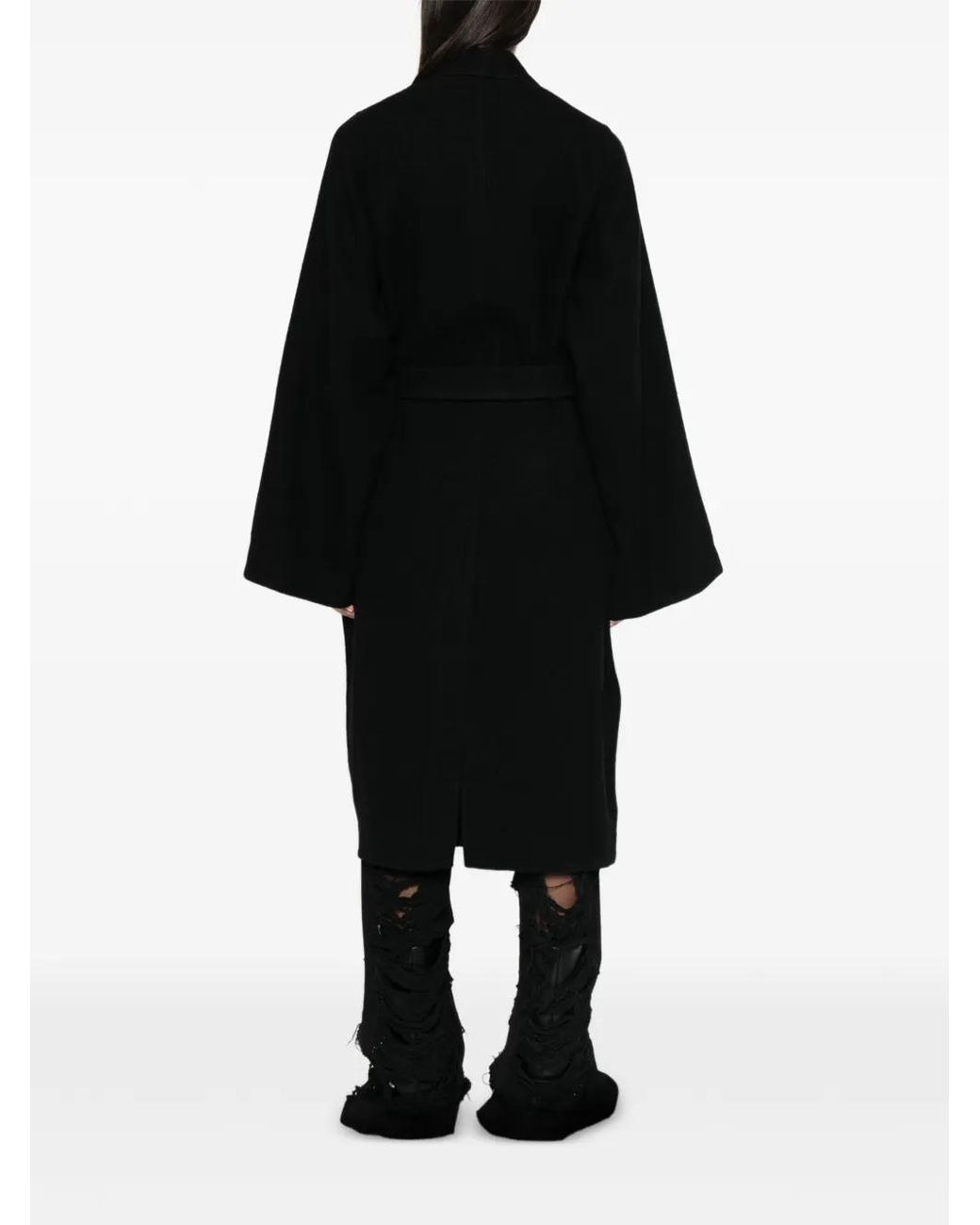 Abrigo Oversize Con Cinturón Rick Owens de color Black