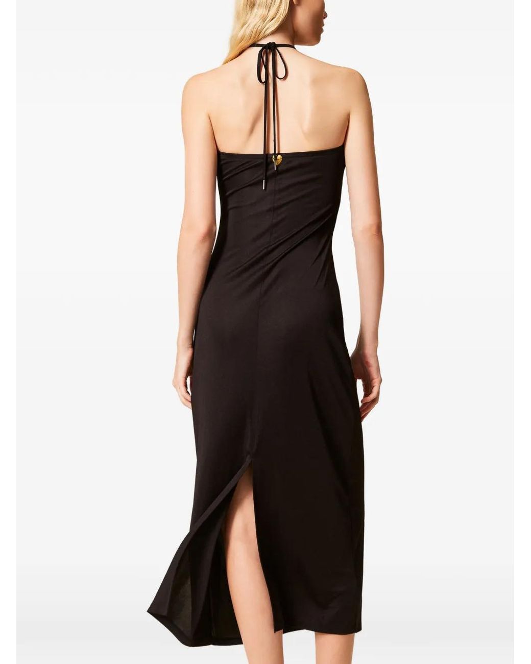 Twinset Black Long Dress With Sequin Embroidery