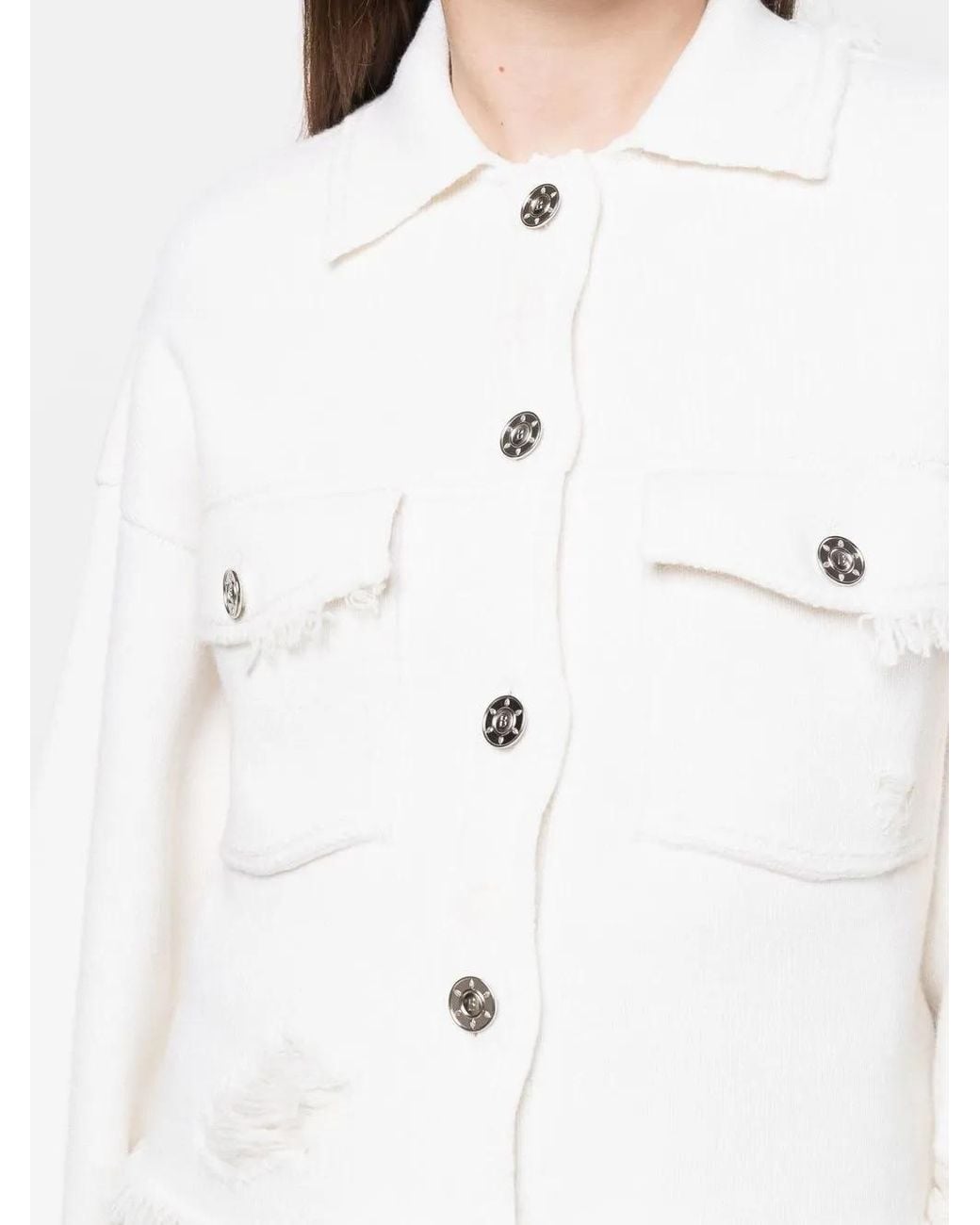 Barrie White Fringed Denim Jacket