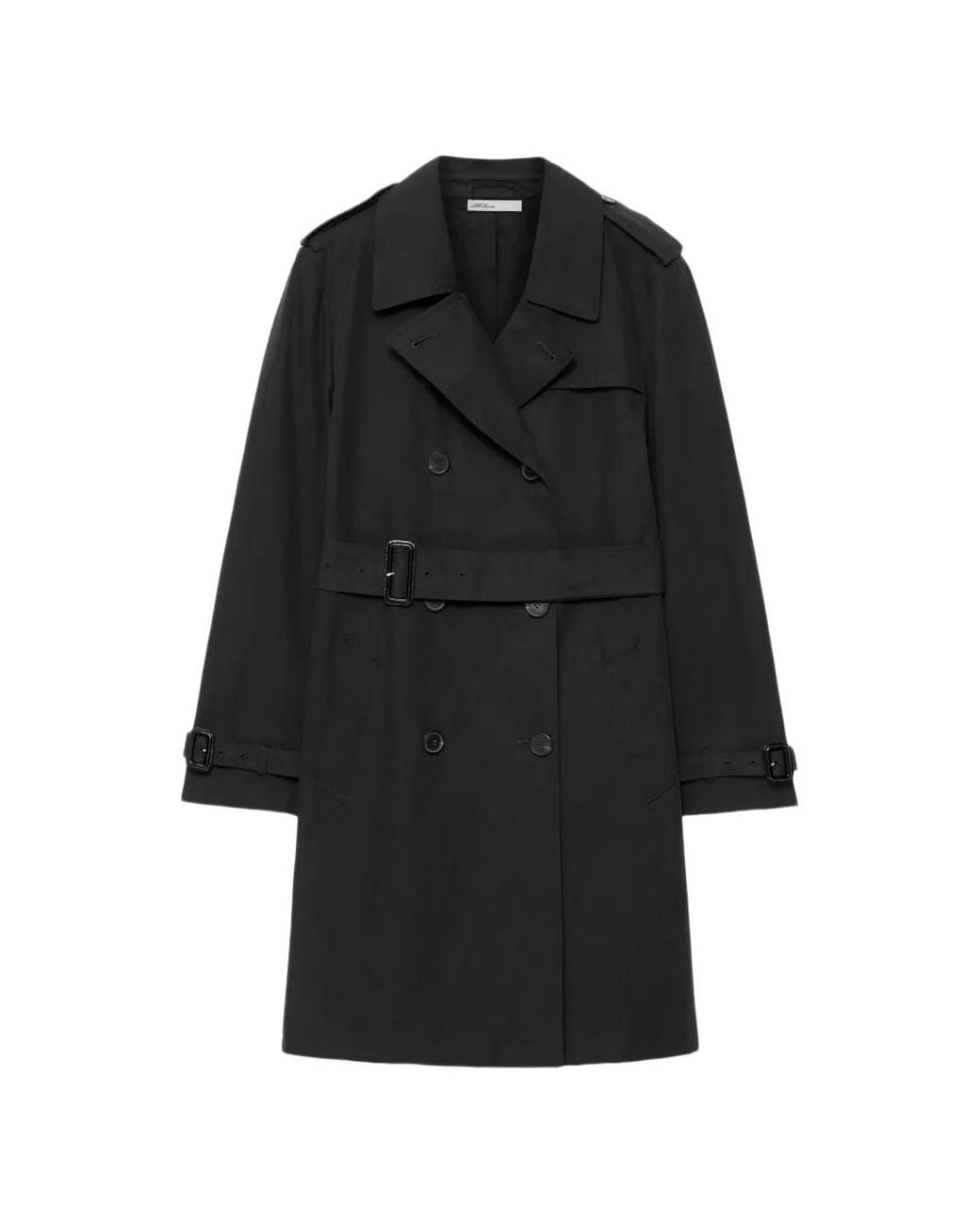 AllSaints Black Leonard Double-Breasted Trench Coat
