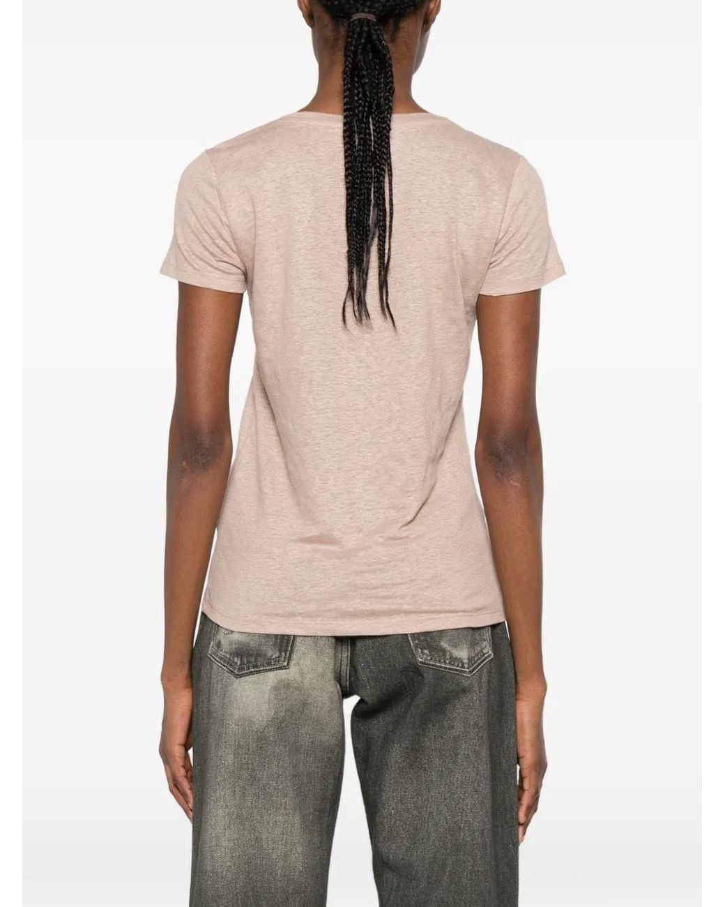 Majestic Filatures Natural T-Shirt mit V-Ausschnitt