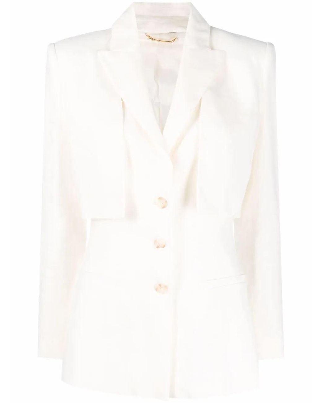 Alberta Ferretti White Detachable-panel Peak-lapel Blazer