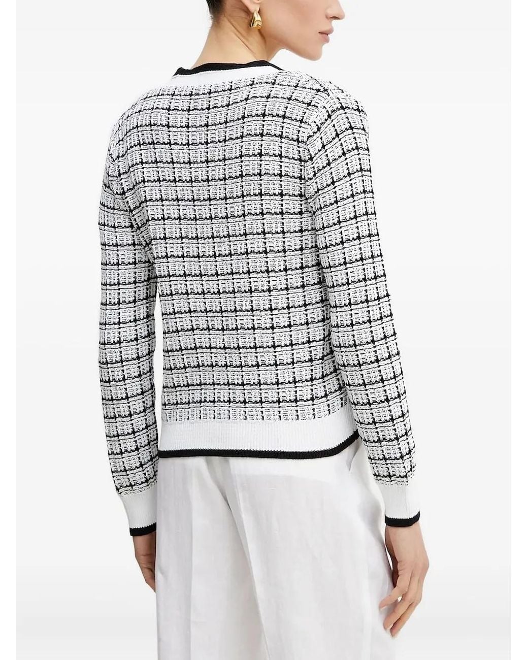 Guess White Checked Buttoned Cardigan