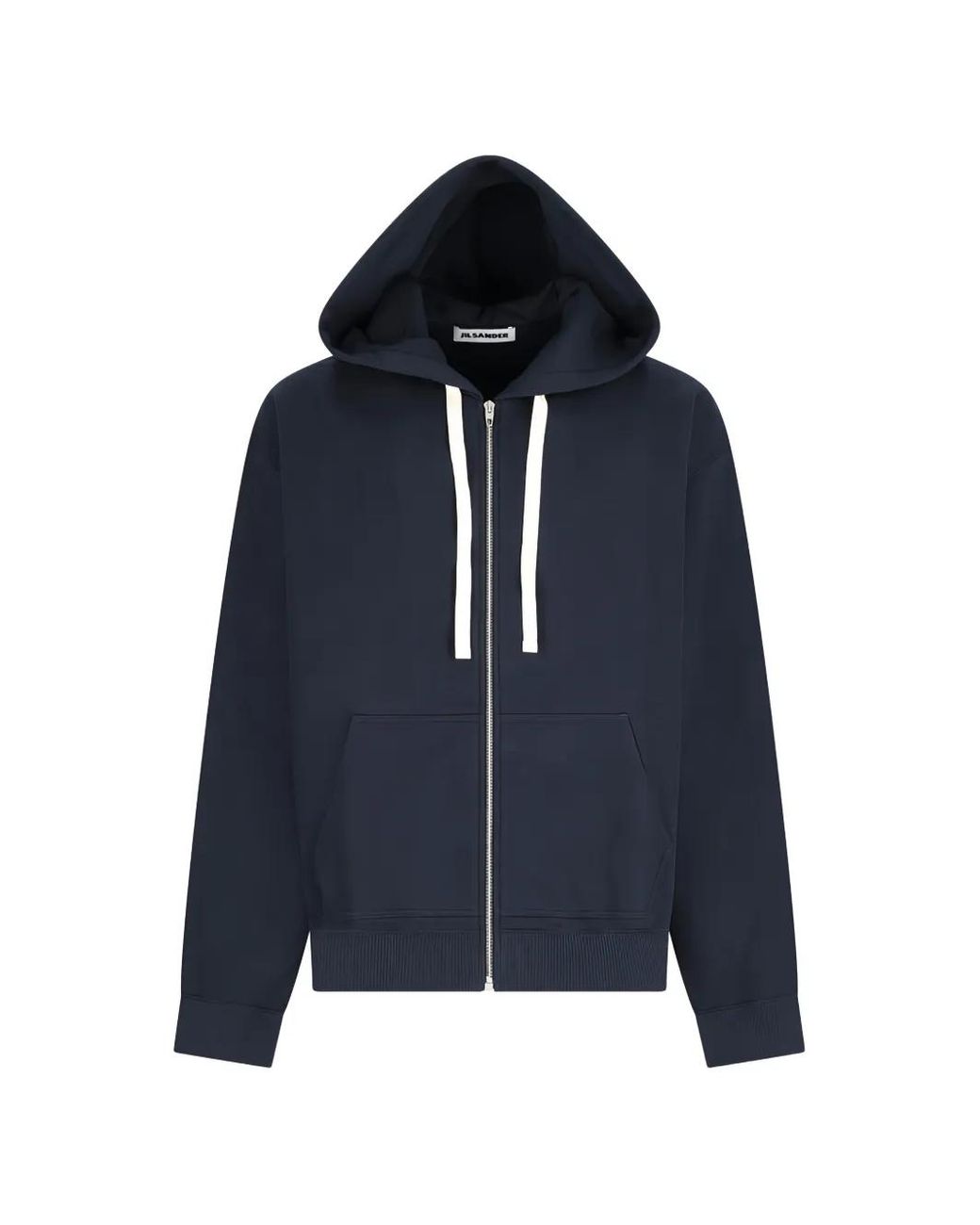 Jil Sander Blue Zip-Up Drawstring Hoodie for men