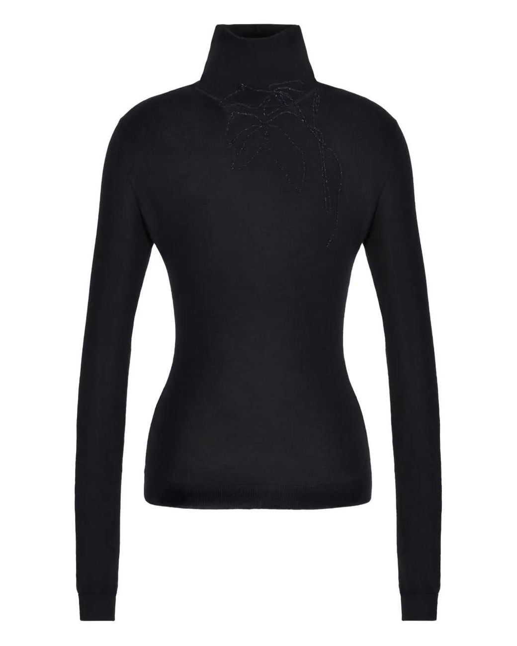 Giorgio Armani Black Embroidered Roll-Neck Sweater