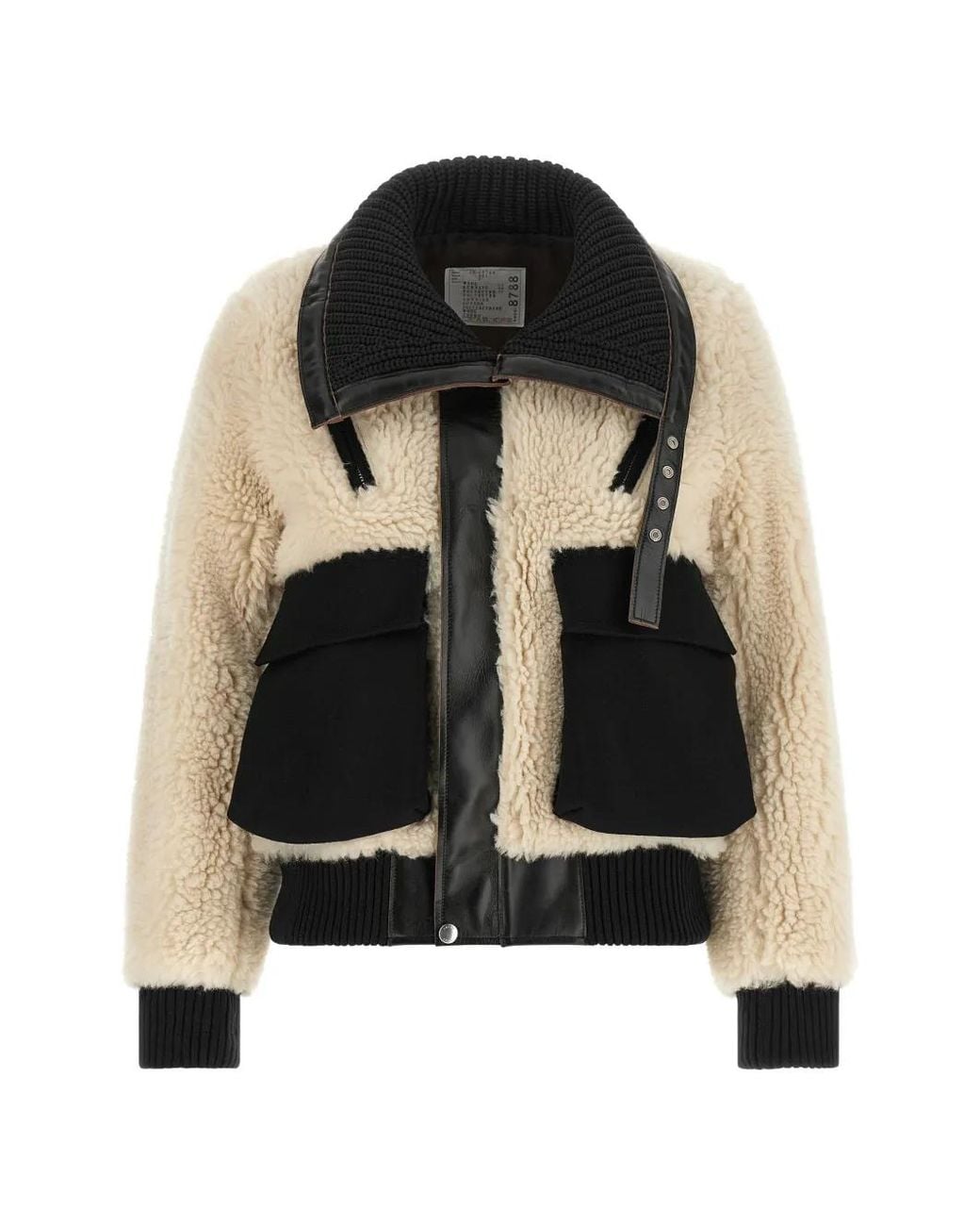 Sacai Black Shearling Effect Wool Jacket