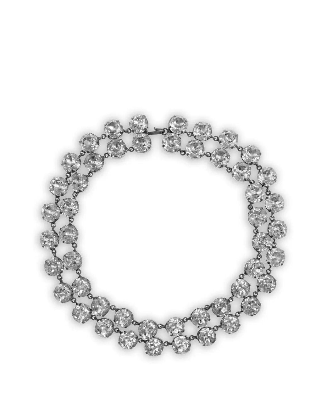 Balenciaga Metallic Crystal-Embellished Double-Strand Necklace