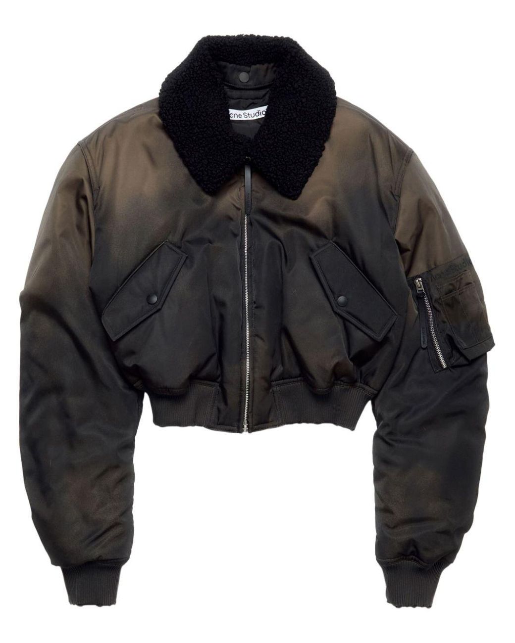 Acne Studios Detachable-Collar Bomber Jacket in Black | Lyst