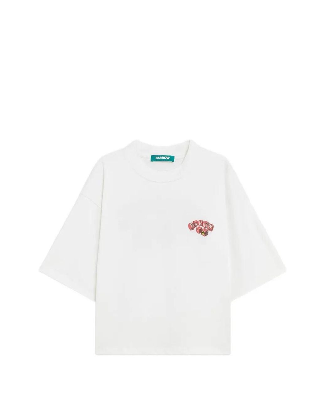 Barrow White T-Shirt À Imprimé Dés Et Épaules Tombantes