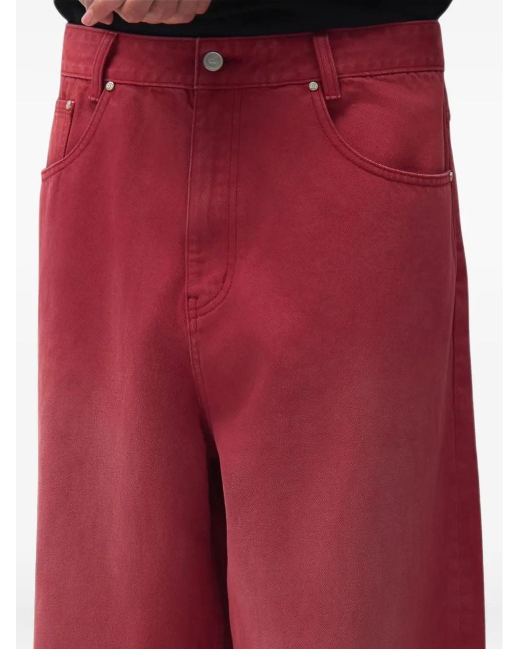 Arte' Red Jean Ample À Effet Délavé for men