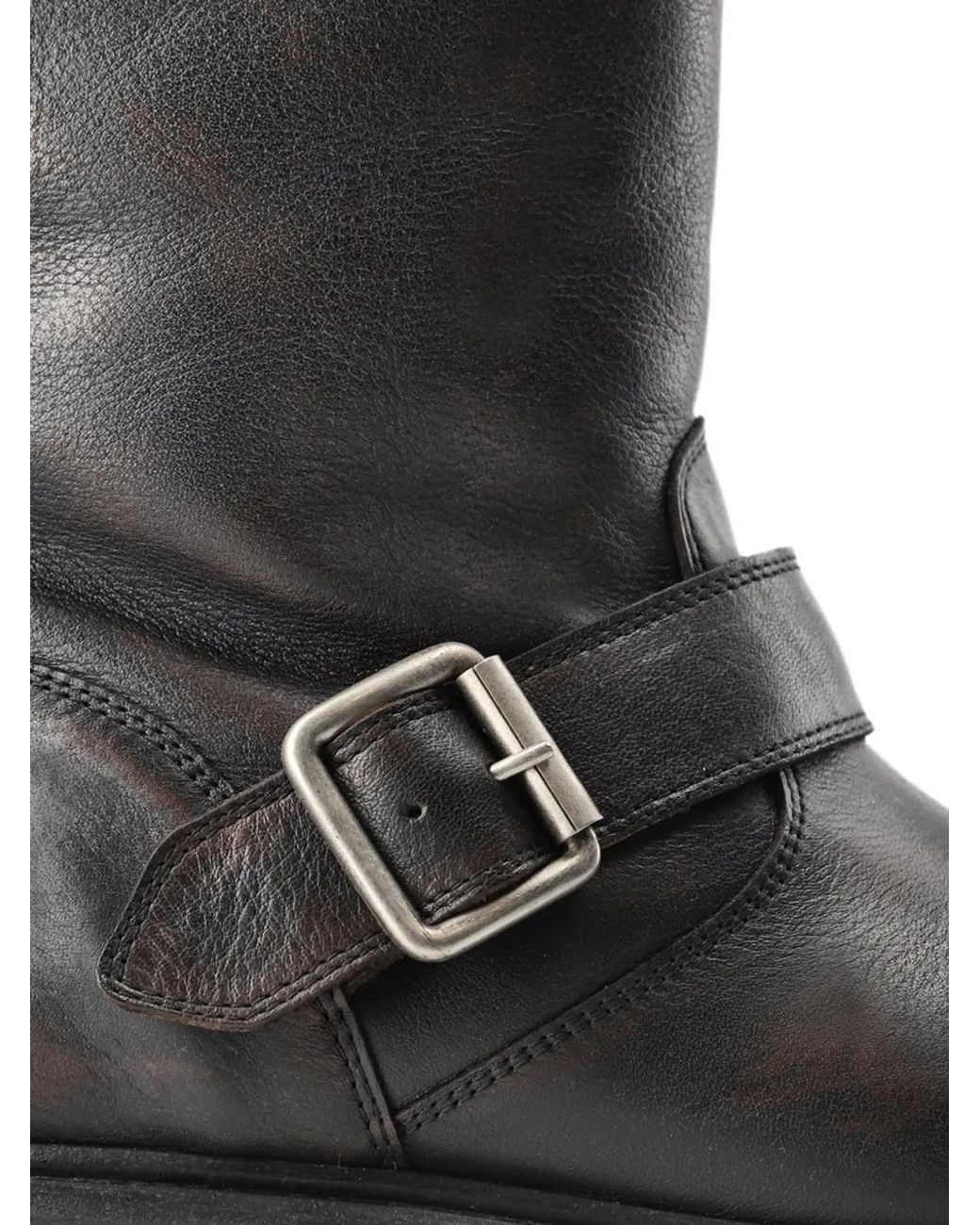 COPENHAGEN Black Buckle-Detail Leather Boots