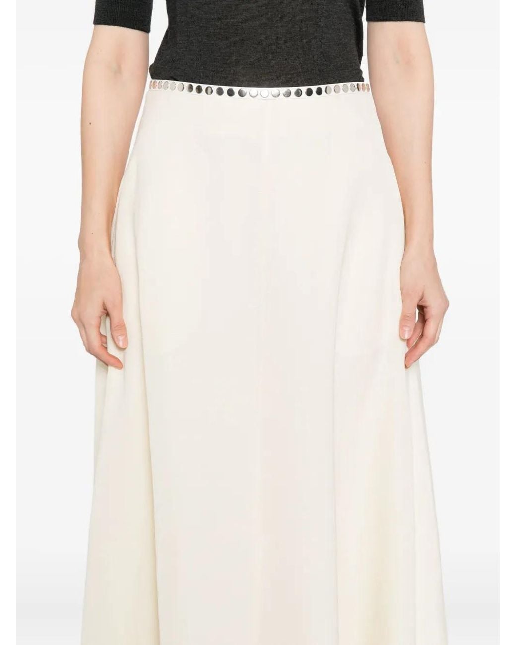 Jil Sander White Buttoned-Waist Skirt