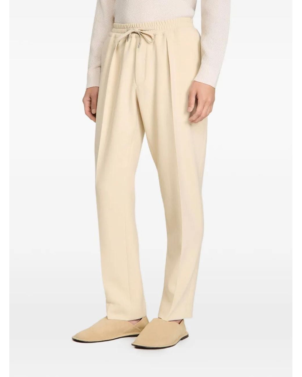 Sandro Natural Elasticated Straight-Leg Trousers for men