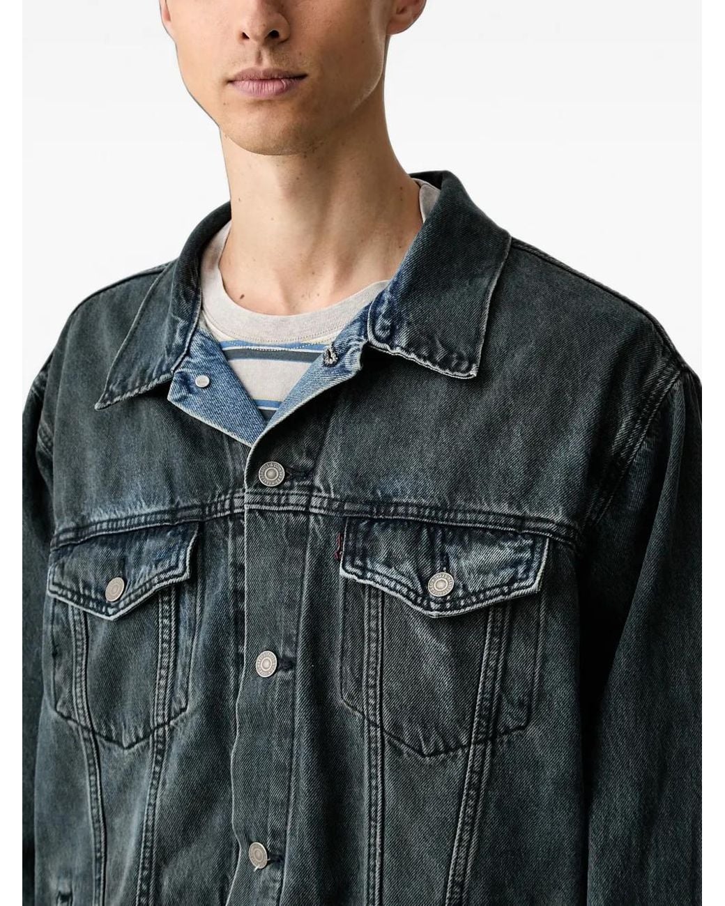 Levi's Black Relaxed Trucker Faded Denim Jacket for men