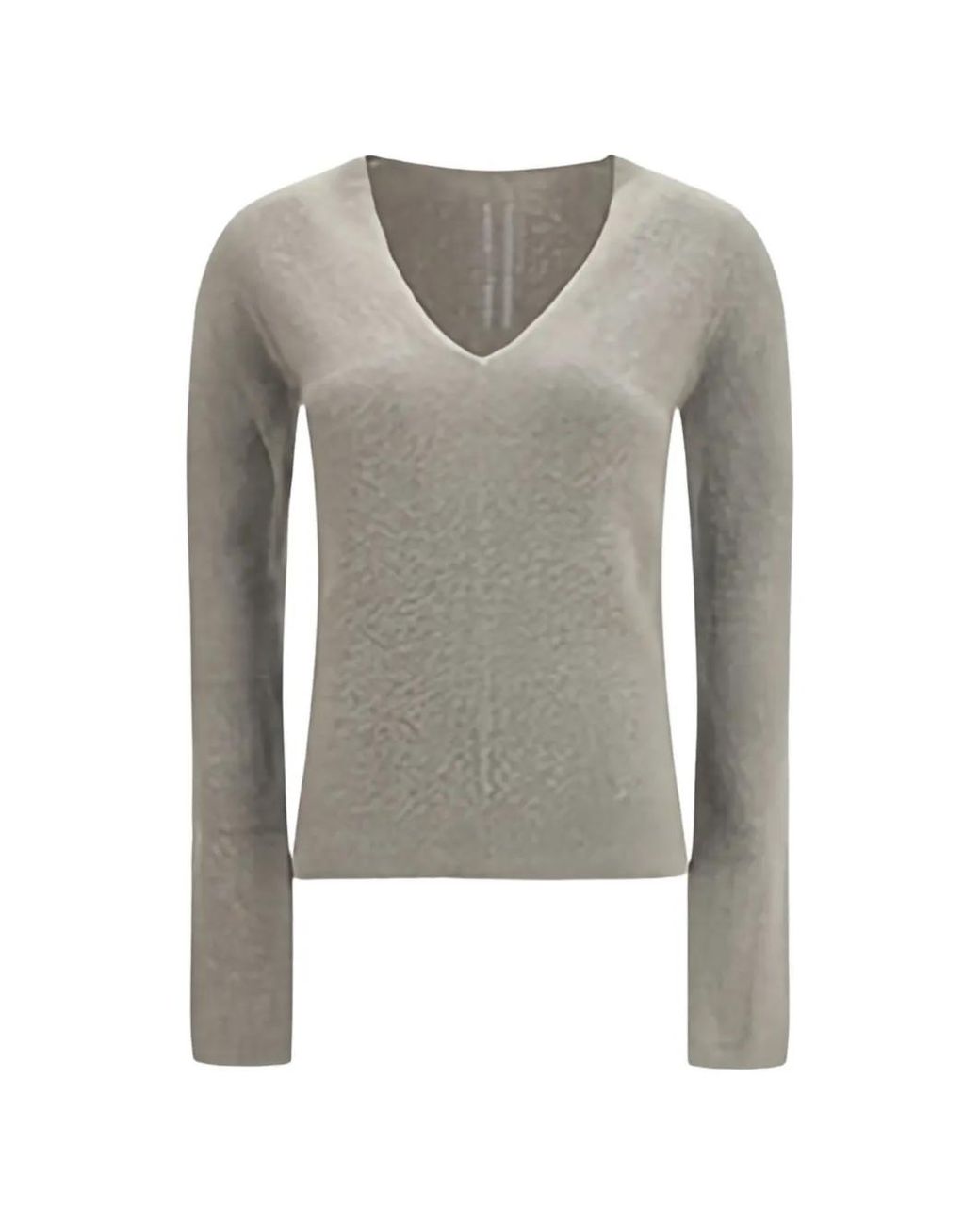 Rick Owens Gray V-Neck Long-Sleeve Sweater