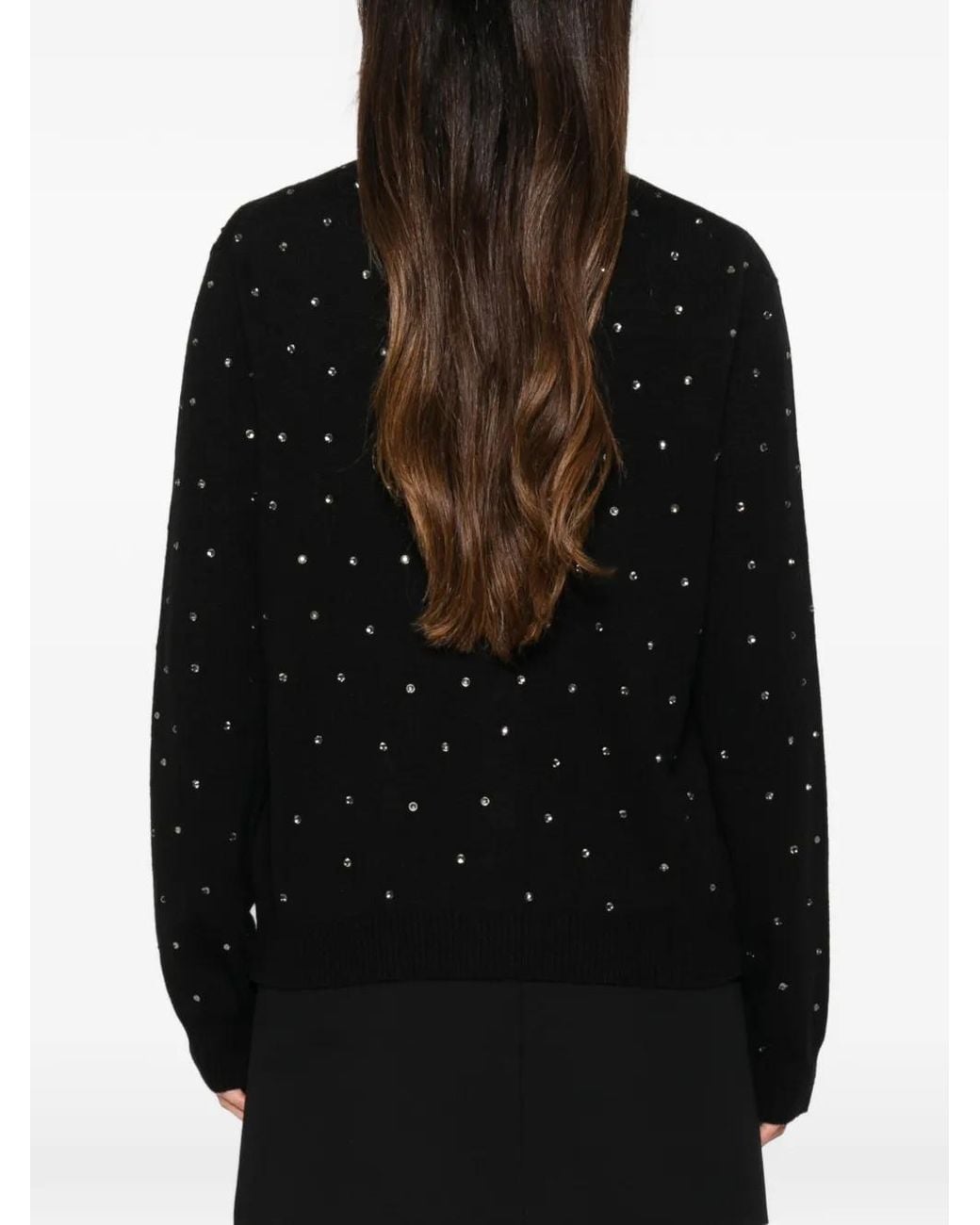 Liviana Conti Black Crystal-Embellished V-Neck Cardigan