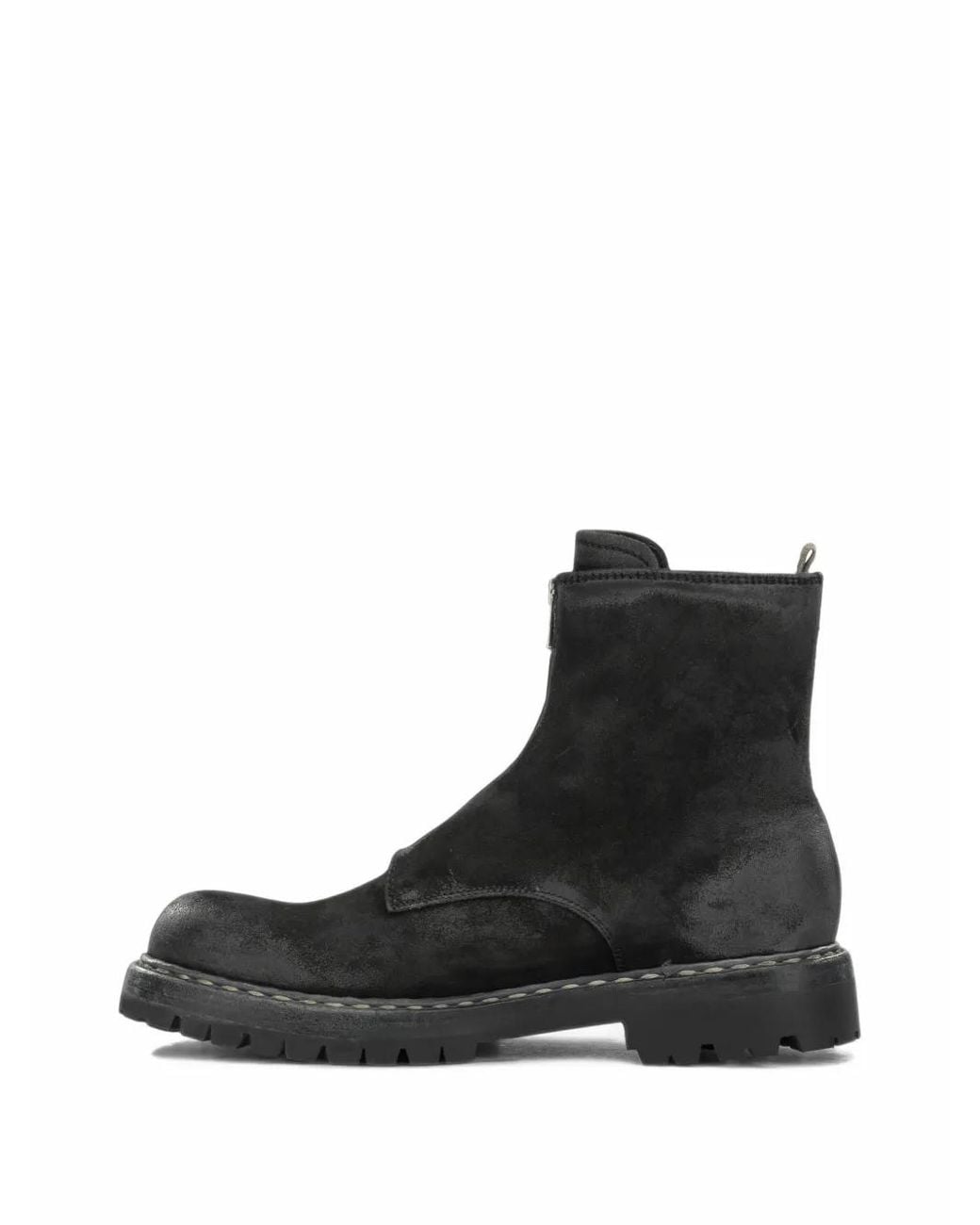 Officine Creative Black Bulla Dd Lug 114 Front-Zip Biker Boots for men