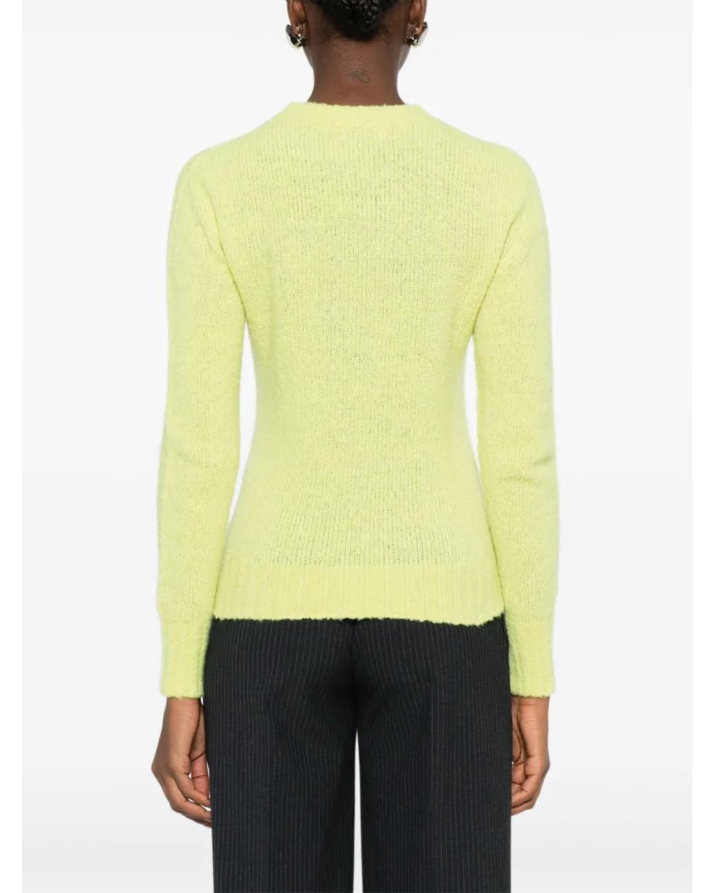 Scaglione Yellow Round-Neck Long-Sleeve Sweater