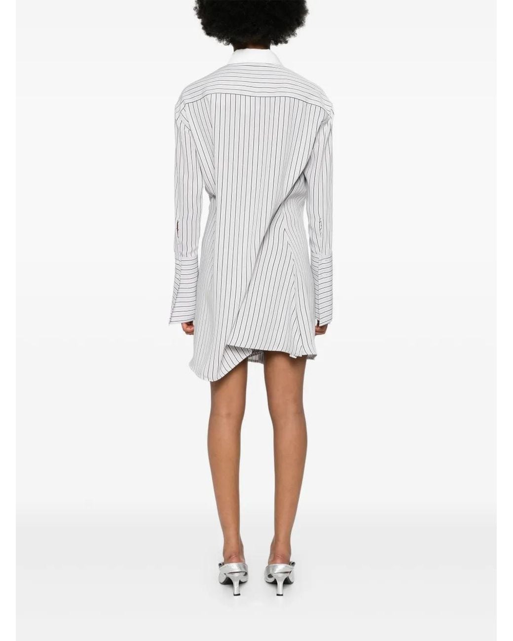 Courreges White Logo-Patch Striped Shirt