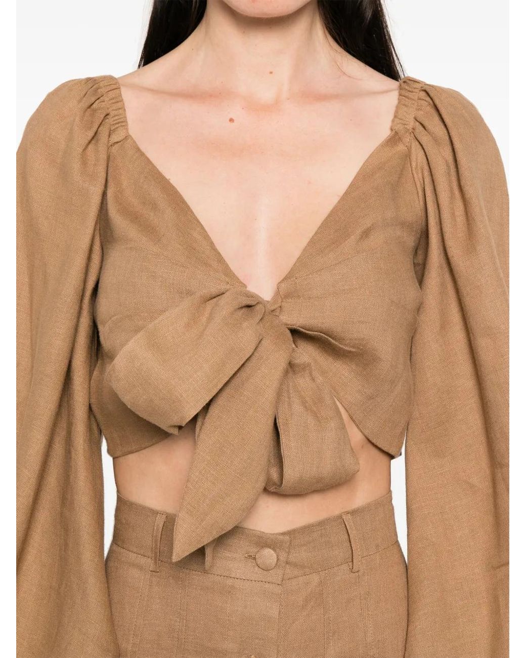 ACTUALEE Natural Tie-Fastening Blouse