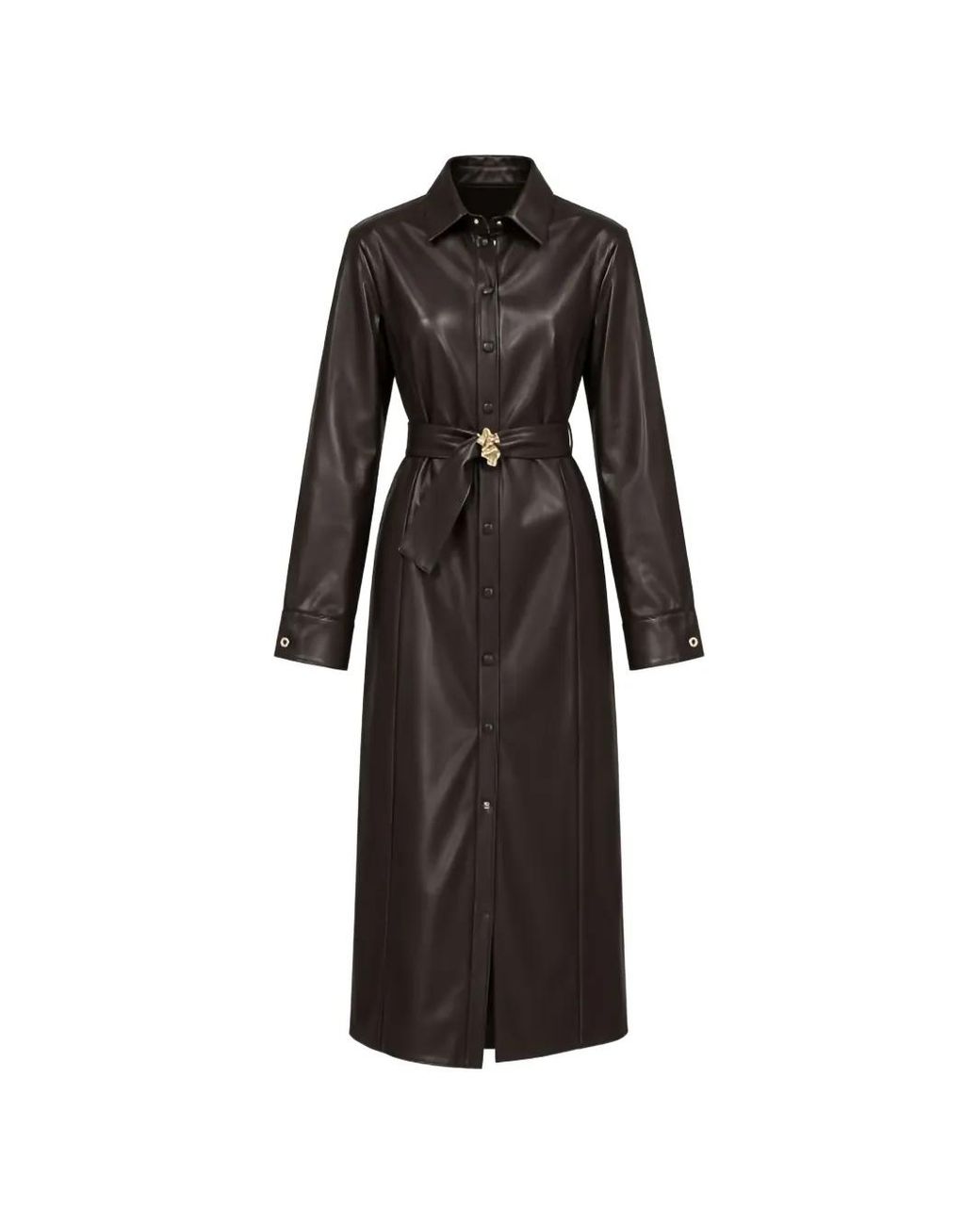 Liu Jo Black Belted Button-Down Midi Dress