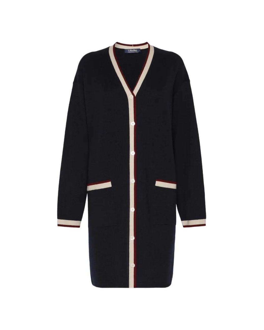 Max Mara Blue Boero Long Wool Yarn Cardigan