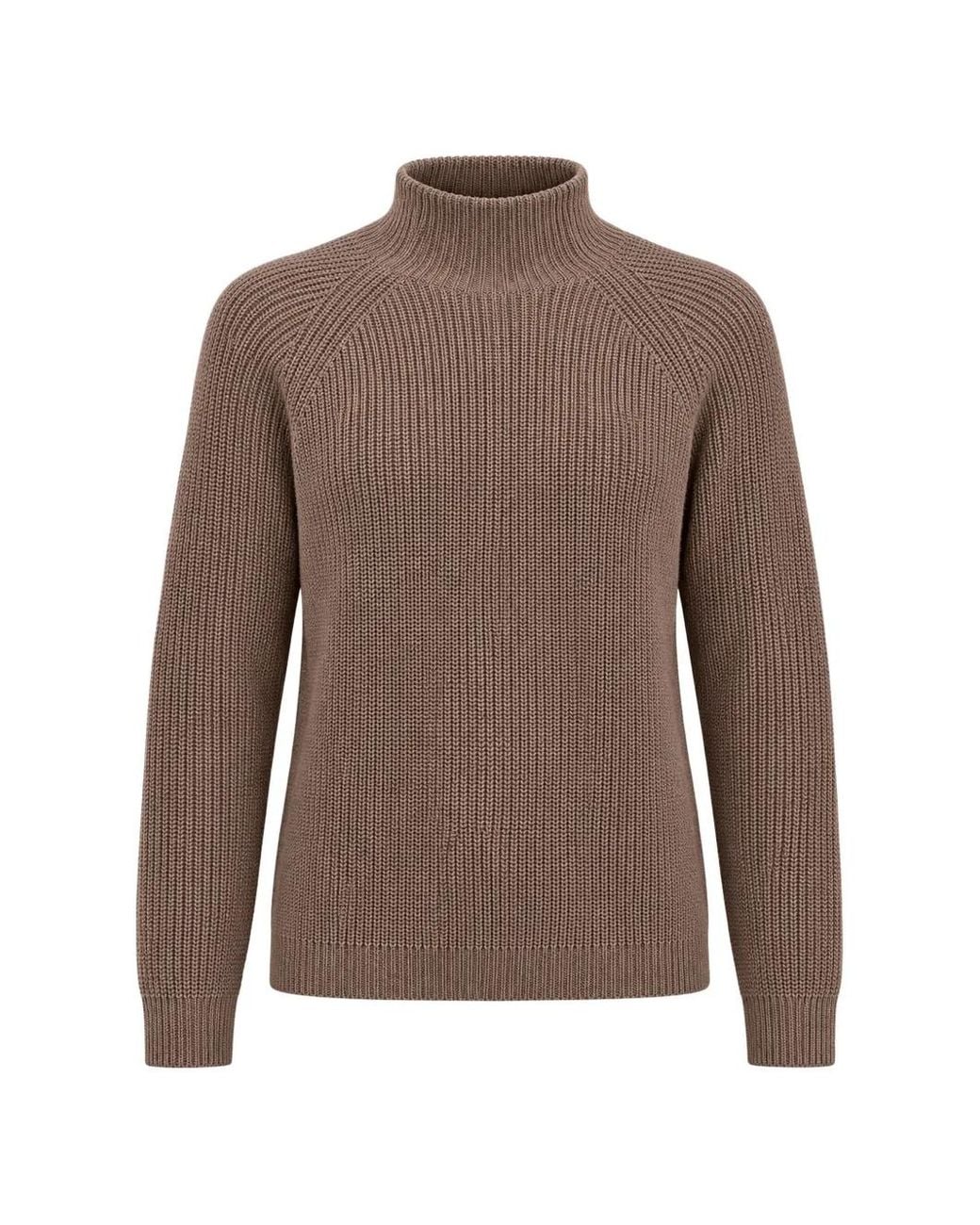 Marc O' Polo Brown Ribbed-Knit Raglan-Sleeve Cotton Sweater