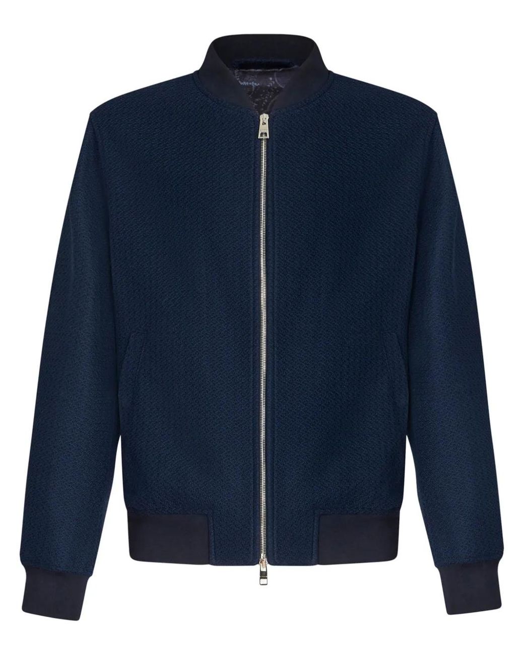 Etro Blue Textured Cotton Bomber Jacket for men
