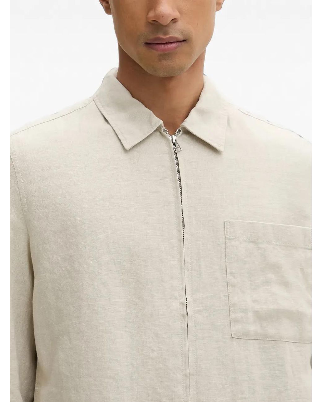 Marc O' Polo White Zip-Up Patch-Pocket Jacket for men