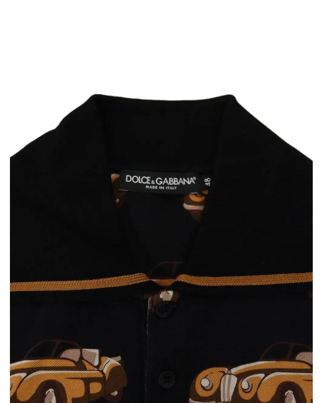 Dolce & Gabbana Black Car-Print Polo Shirt for men