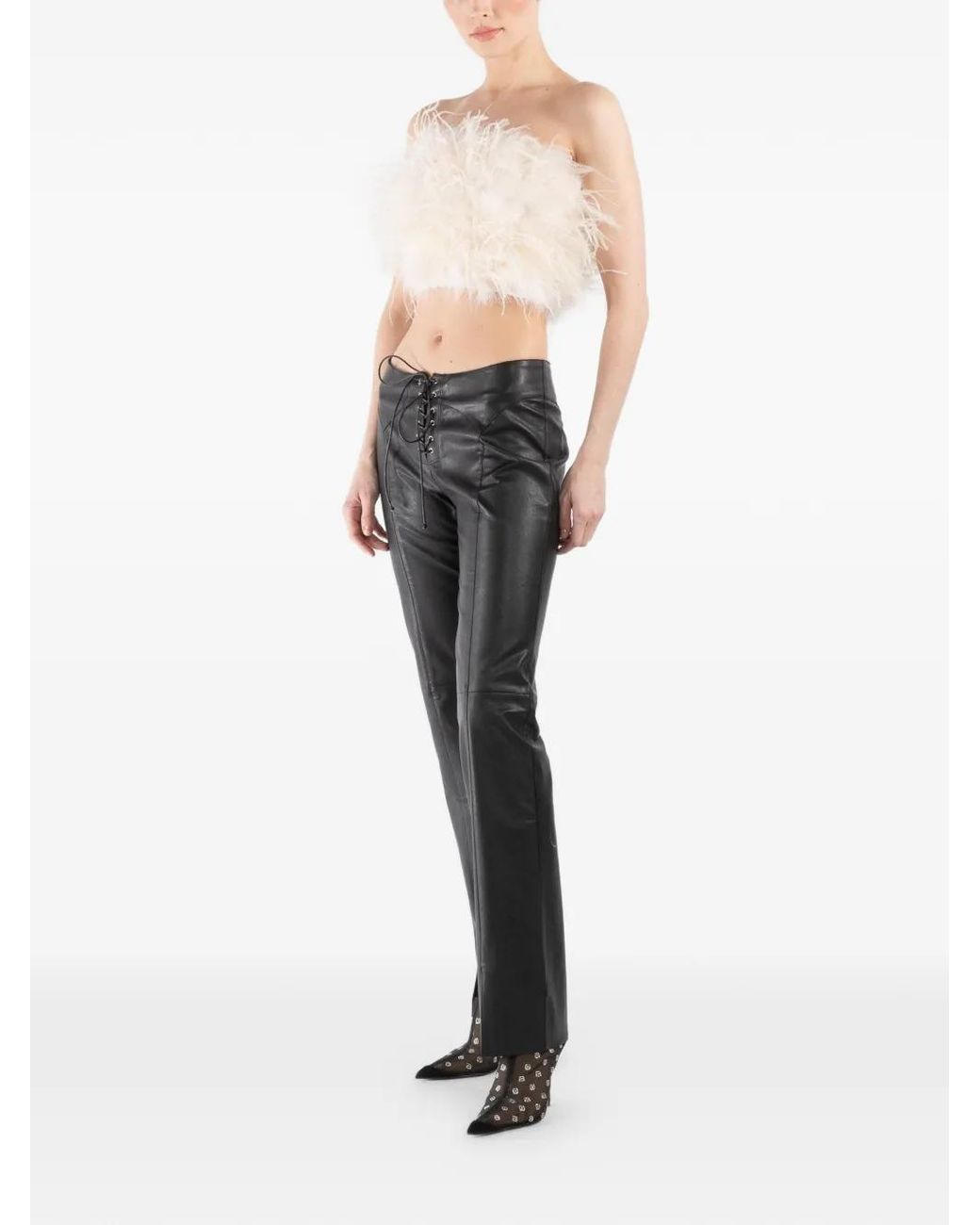 LAPOINTE Natural Feather Strapless Top