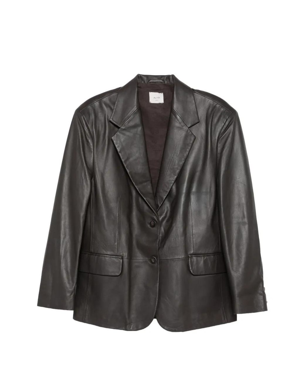 Alysi Black Veste En Cuir À Simple Boutonnage