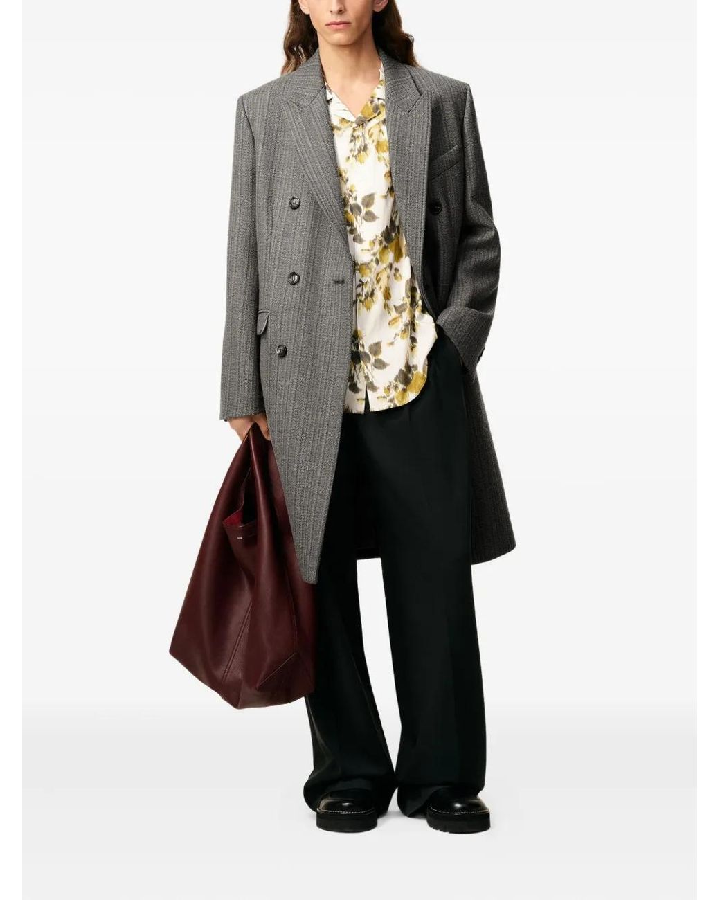 AMI Gray Wool Coat for men