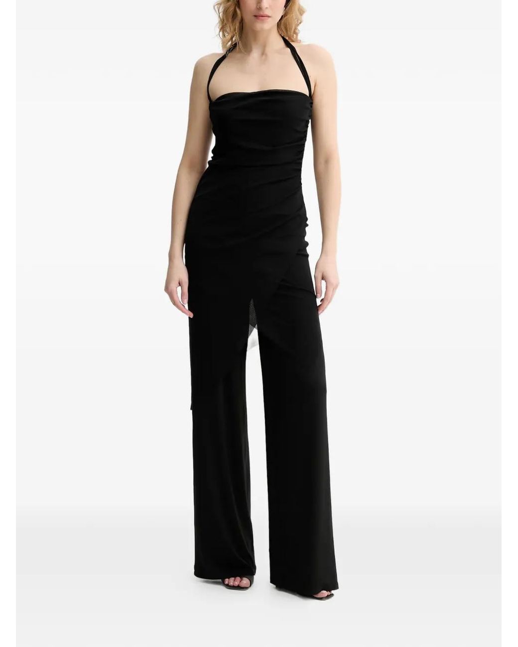Karl Lagerfeld Black Ruched Halterneck Jumpsuit