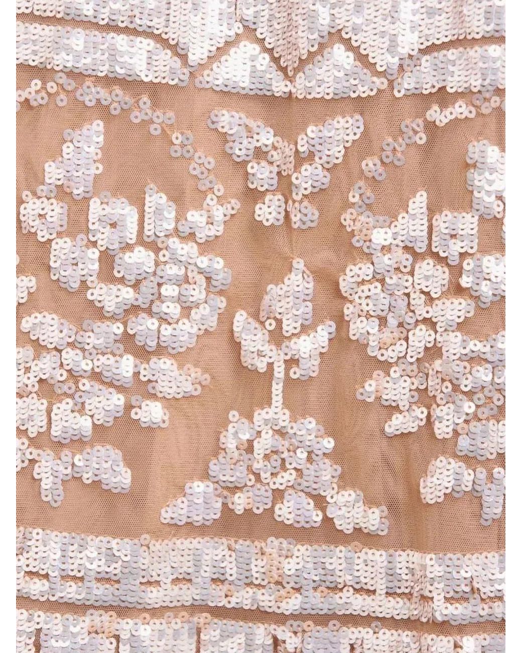 Robe Mi-Longue À Sequins Needle & Thread en coloris White