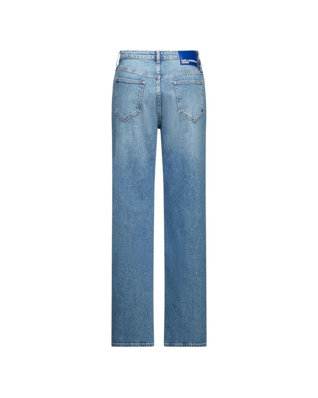 Karl Lagerfeld Blue High-Rise Straight-Leg Jeans