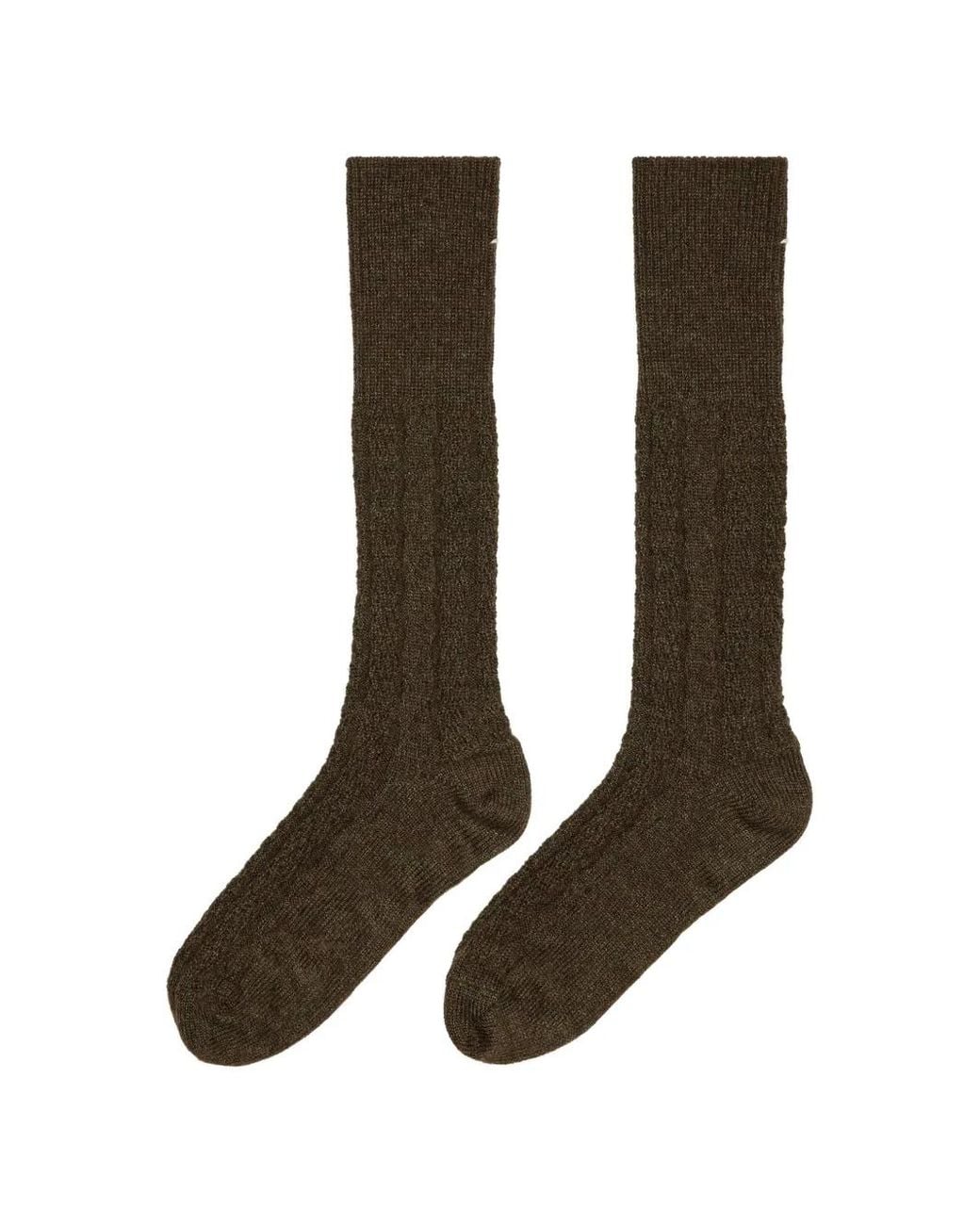 Maison Margiela Brown Ribbed-Knit Socks