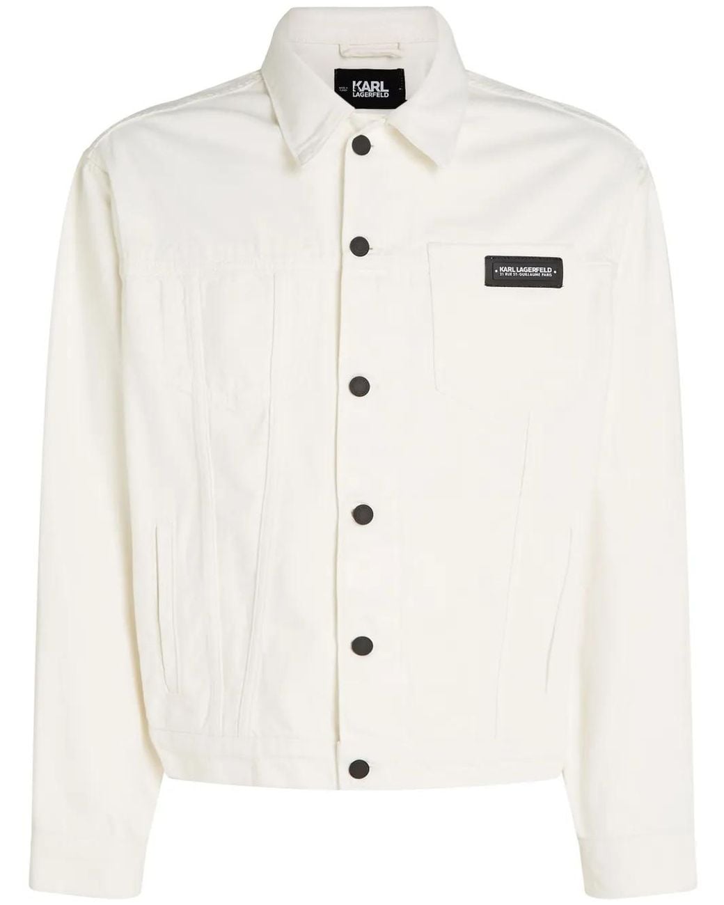 Karl Lagerfeld White Logo-Appliqué Denim Shirt Jacket for men