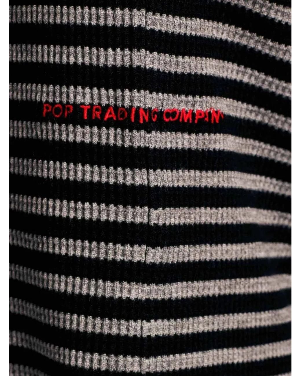 Pop Trading Co. Black Striped Waffle-Knit T-Shirt for men