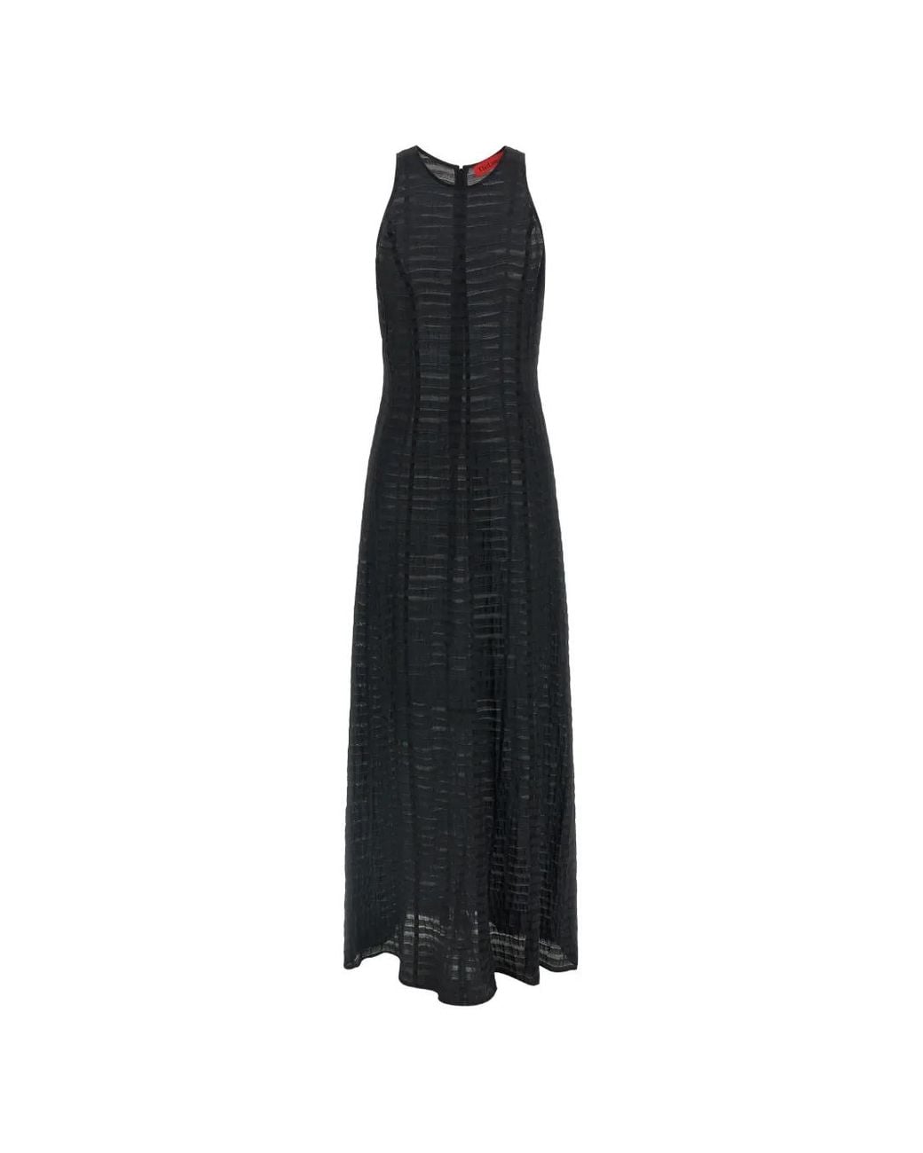 Thelatest Black Striped Sleeveless Maxi Dress
