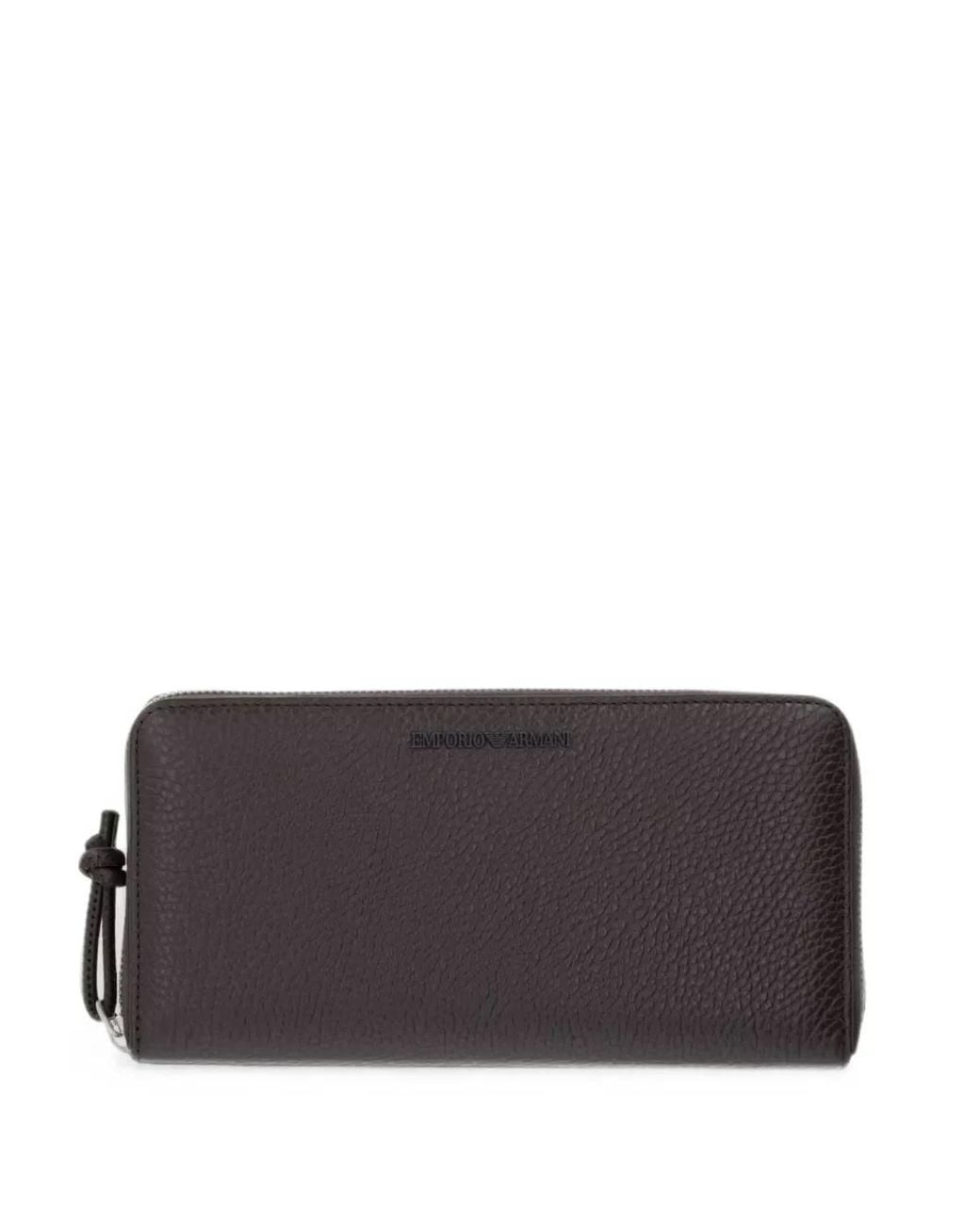 Emporio Armani Gray Pebbled Leather Wallet for men
