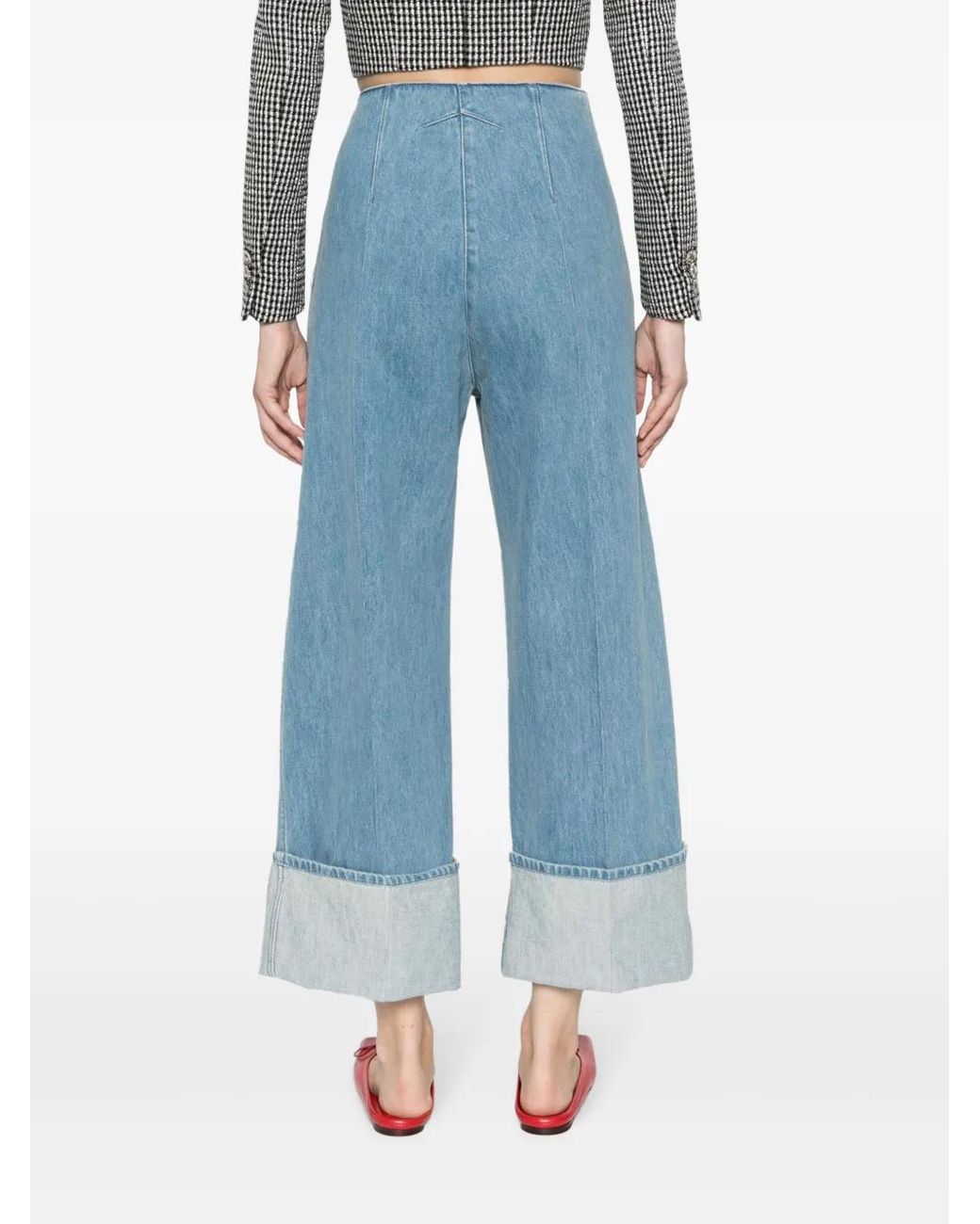 Patou Blue Iconic Wide Leg Crop Jeans