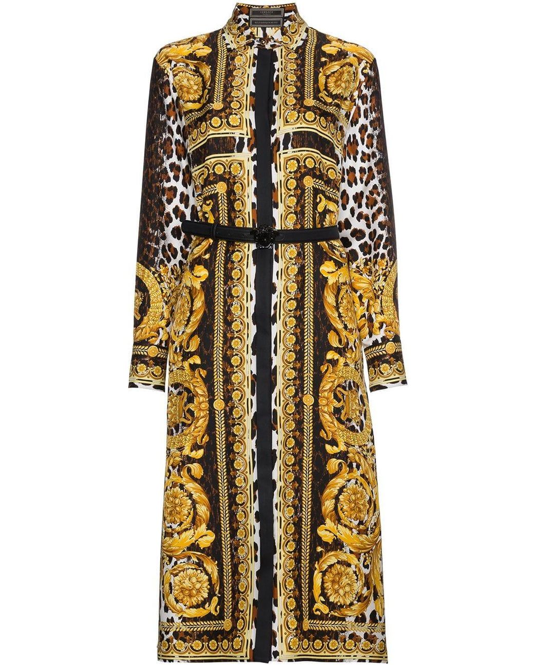 Robe mi-longue à imprimé signature Versace en coloris Jaune | Lyst