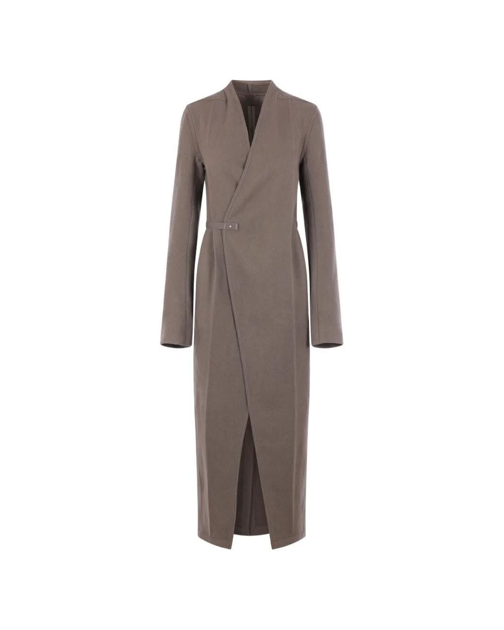 Rick Owens Brown Belted Wrap-Style Coat