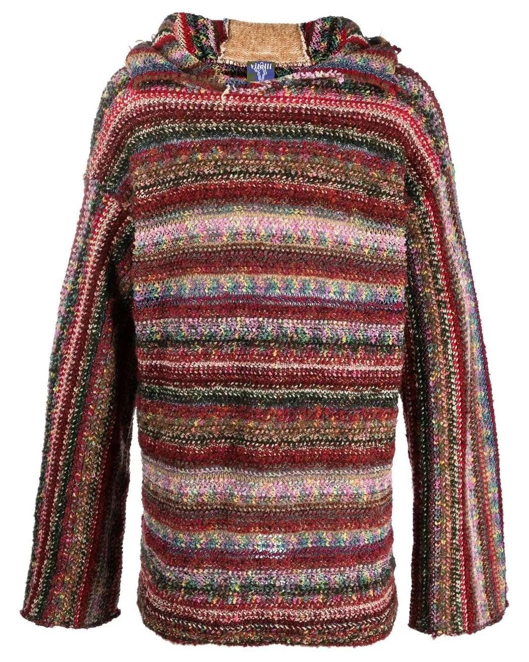 VITELLI Red Striped Recycled Wool Hoodie for men