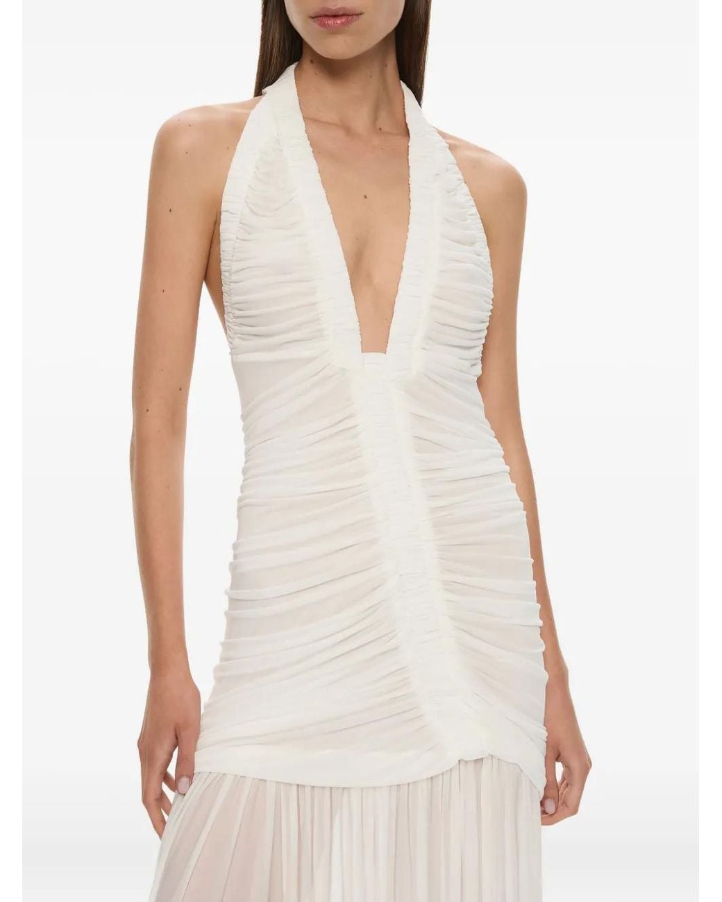Christopher Esber White Orion Halterneck Ruched Gown